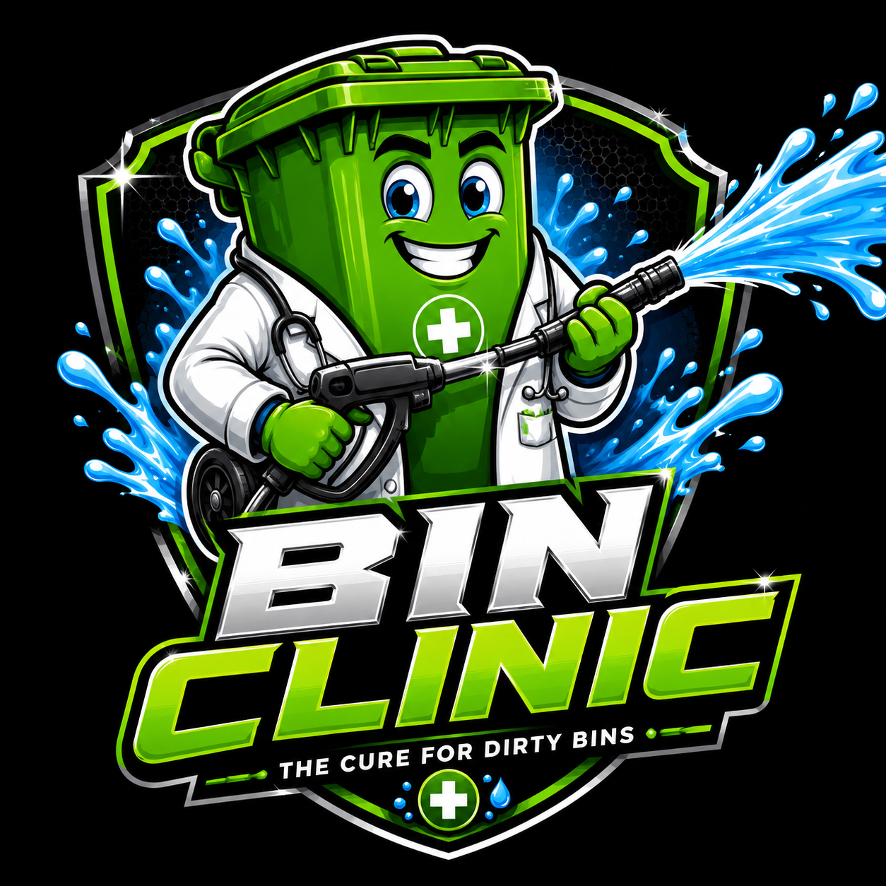 Bin Clinic trash bin cleaning mascot